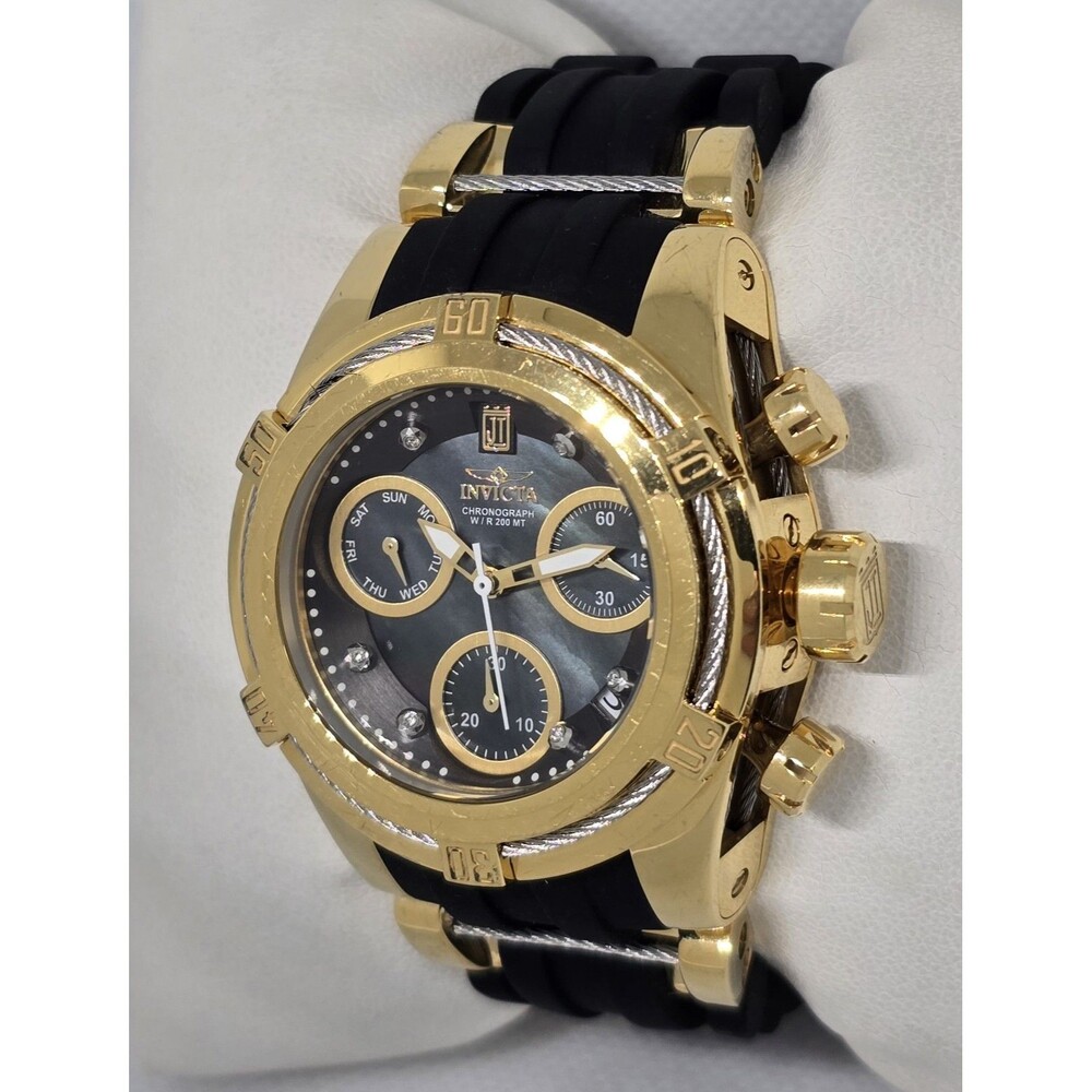 Women's Jason Taylor Invicta Limited Edition Diamonds Black Gold Watch 29046 11 - Picture 2 of 10